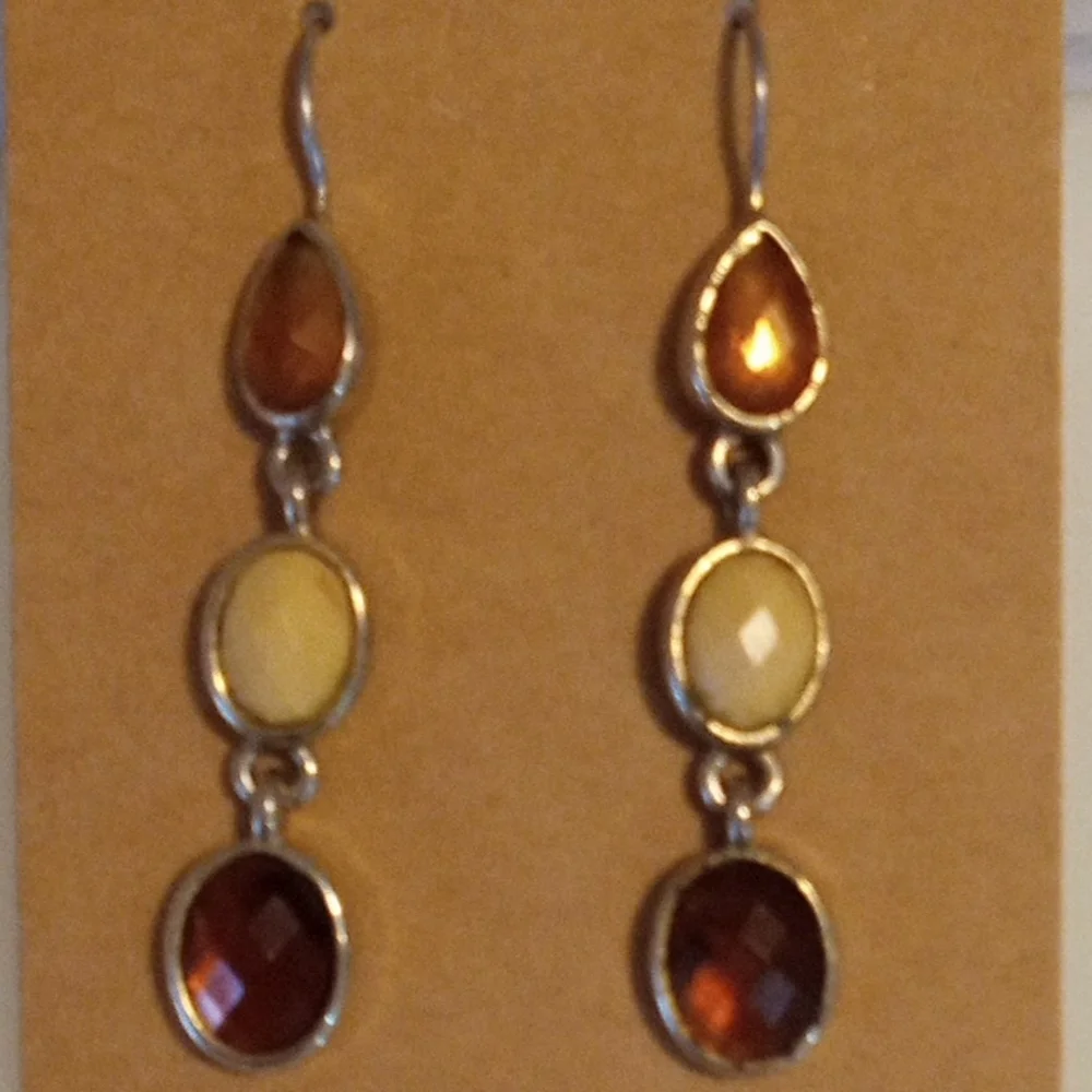 Elegant Amber and Cream Drop Earrings